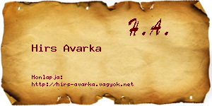 Hirs Avarka névjegykártya